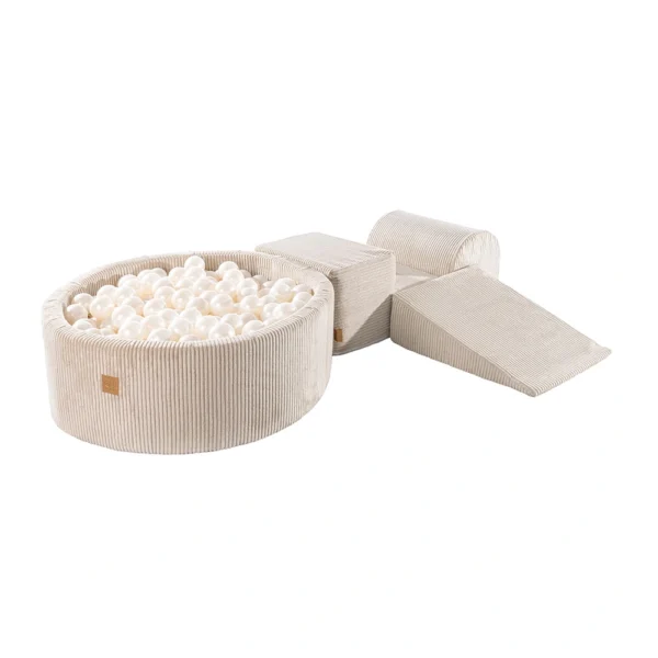 Handgemaakte speelset met ballenbak – Ecru & Witte Parel