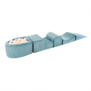Handgemaakte speelset met kleine ballenbak – Turquoise & Witte parel
